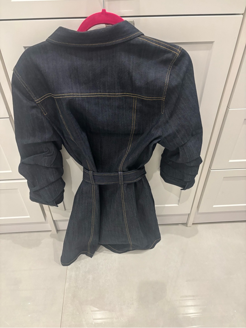 Cinq a Sept Dark Wash Denim Shirt Dress with Belt - Picture 2 of 3